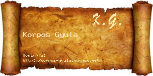 Korpos Gyula névjegykártya