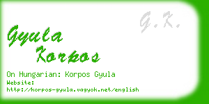 gyula korpos business card